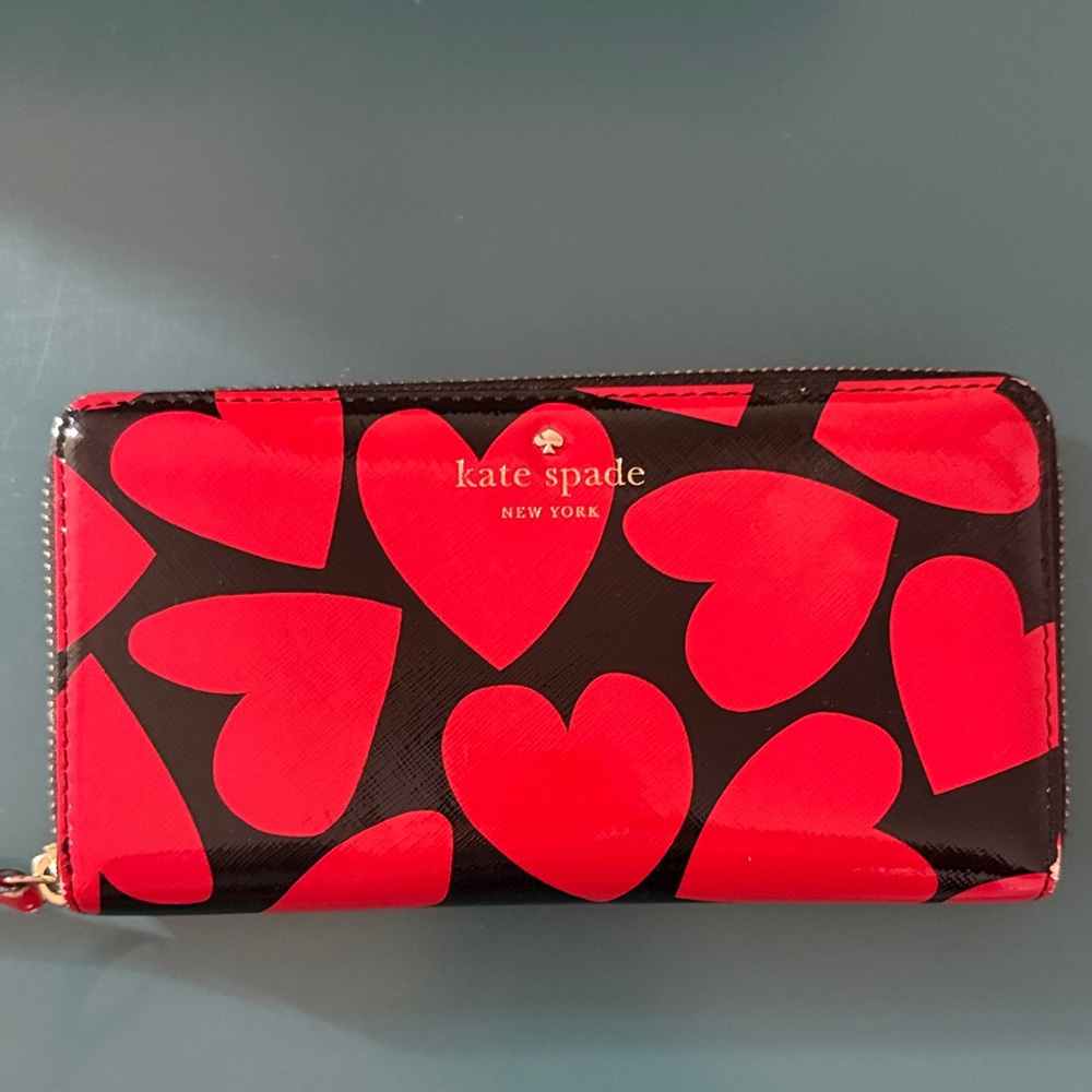 Kate Spade Red and Black Heart Wallet